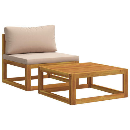 Sectional Sofa Set with Cushions 2 pcs Solid Acacia Wood
