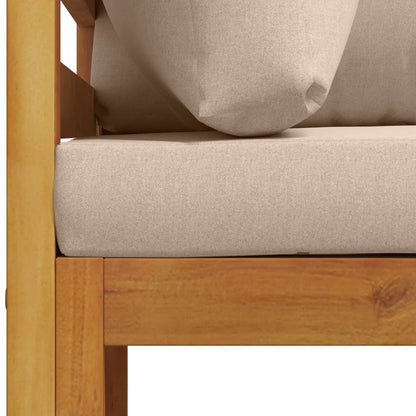 Sectional Corner Sofa with Cushions Solid Acacia Wood Natural