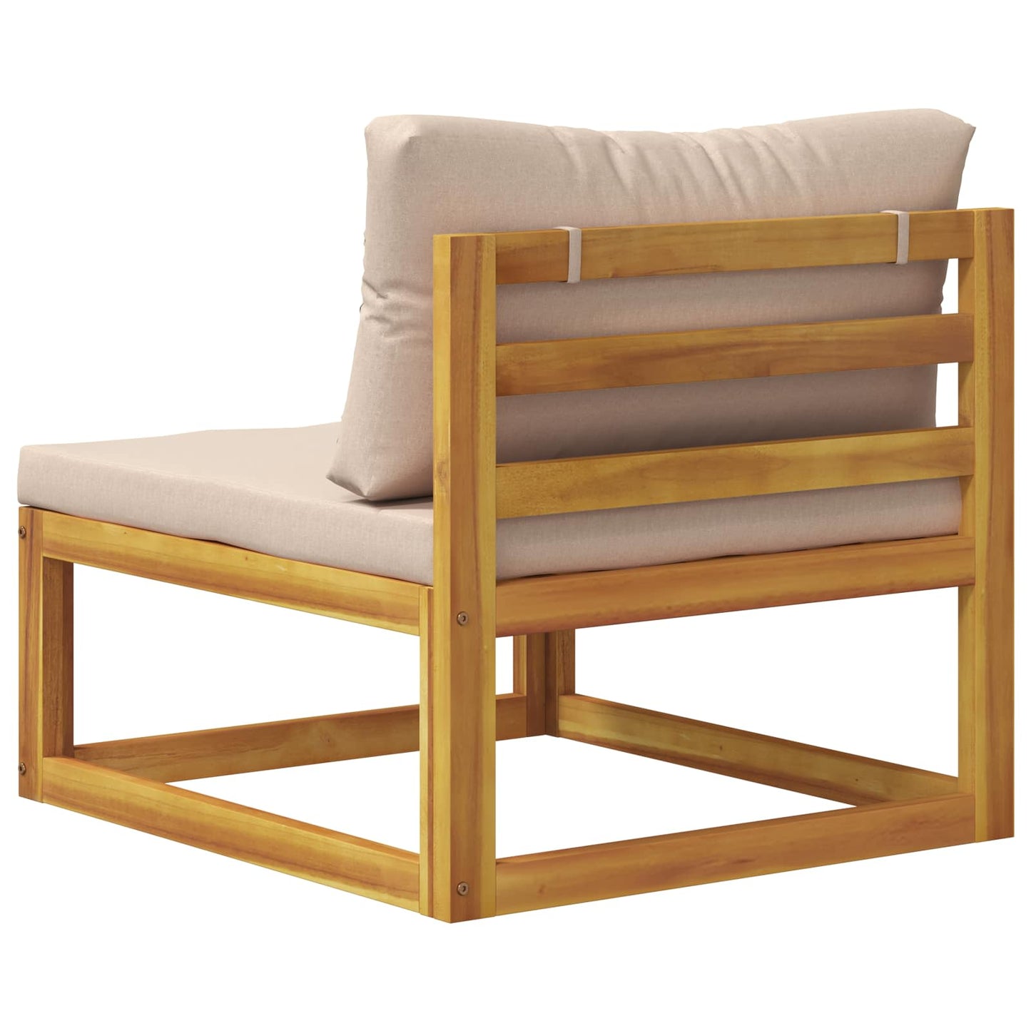 Sectional Middle Sofa with Cushions Solid Acacia Wood Natural
