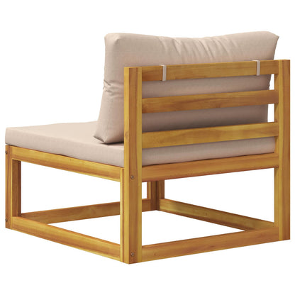 Sectional Middle Sofa with Cushions Solid Acacia Wood Natural