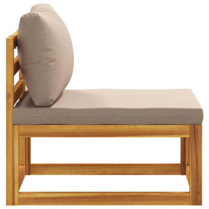 Sectional Middle Sofa with Cushions Solid Acacia Wood Natural