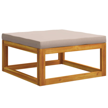 Sectional Footrest with Cushions Solid Acacia Wood Natural