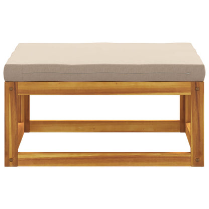Sectional Footrest with Cushions Solid Acacia Wood Natural