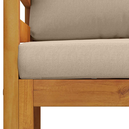 Sectional Armchair with Cushions Solid Acacia Wood Natural