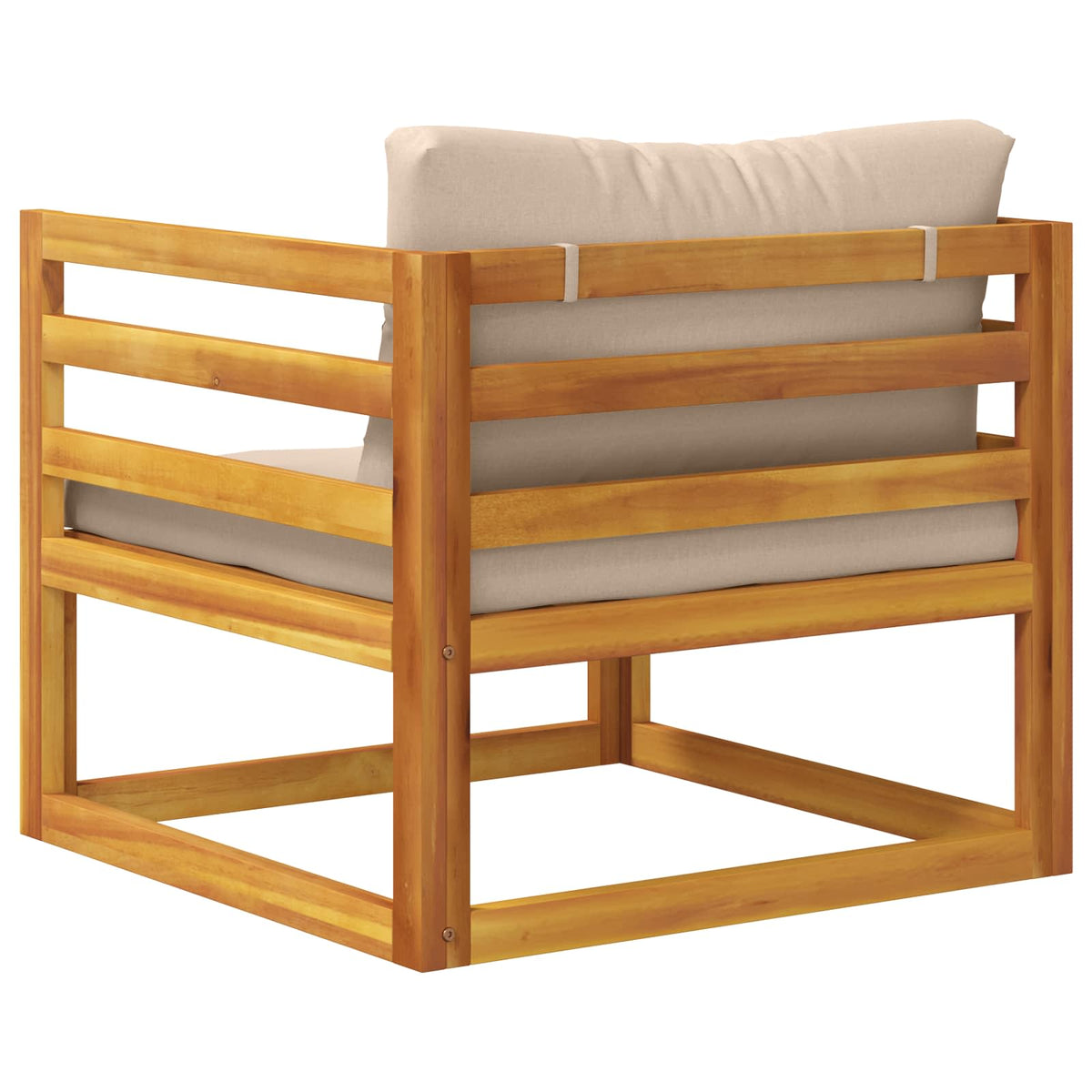 Sectional Armchair with Cushions Solid Acacia Wood Natural