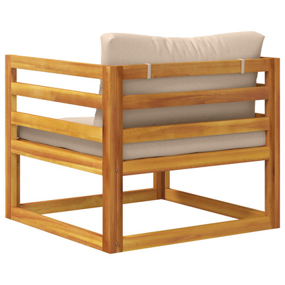 Sectional Armchair with Cushions Solid Acacia Wood Natural