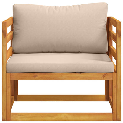 Sectional Armchair with Cushions Solid Acacia Wood Natural