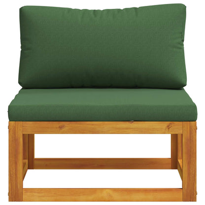 Sectional Middle Sofa with Cushions Solid Acacia Wood Natural