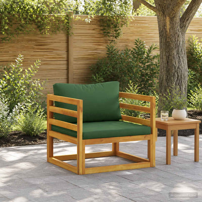 Sectional Armchair with Cushions Solid Acacia Wood Natural