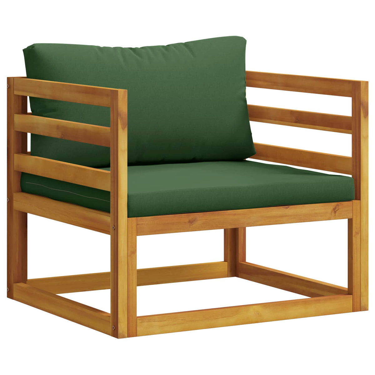 Sectional Armchair with Cushions Solid Acacia Wood Natural