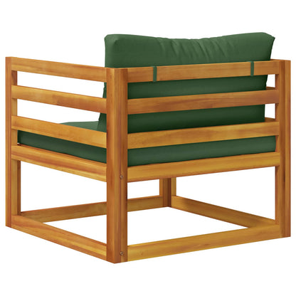 Sectional Armchair with Cushions Solid Acacia Wood Natural