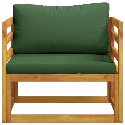 Sectional Armchair with Cushions Solid Acacia Wood Natural