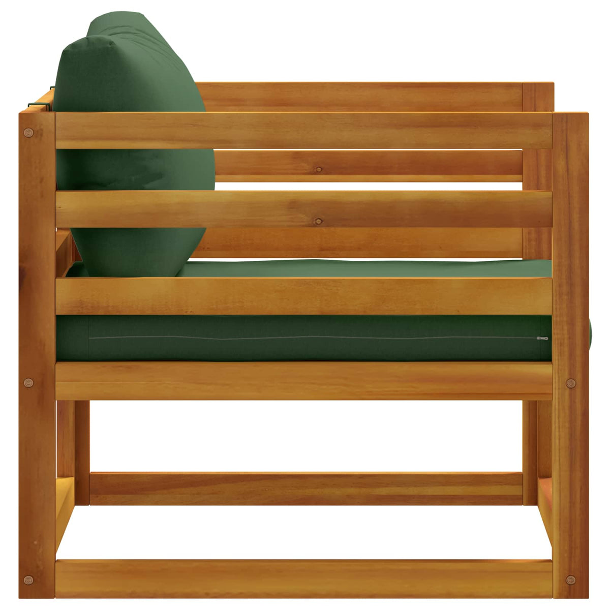 Sectional Armchair with Cushions Solid Acacia Wood Natural