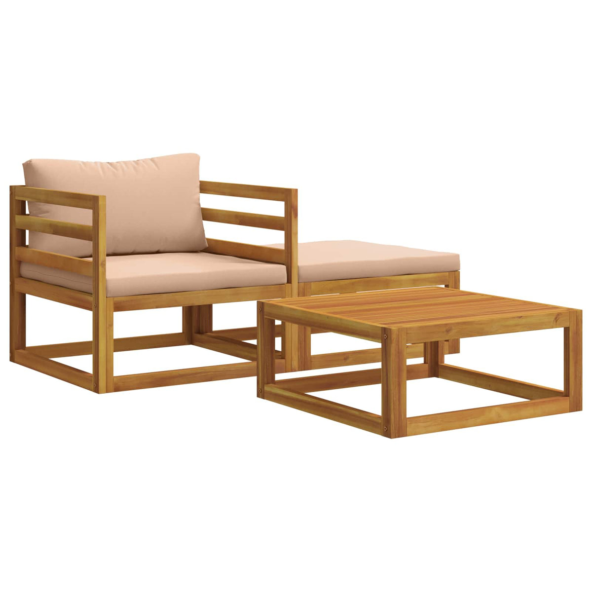 Sectional Sofa Set with Cushions 3 pcs 2-Seater