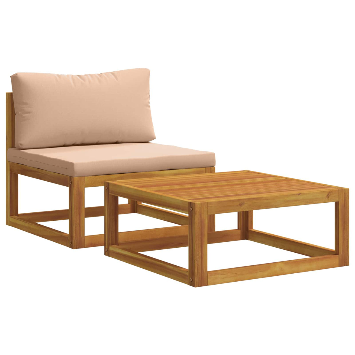 Sectional Sofa Set with Cushions 2 pcs Solid Acacia Wood