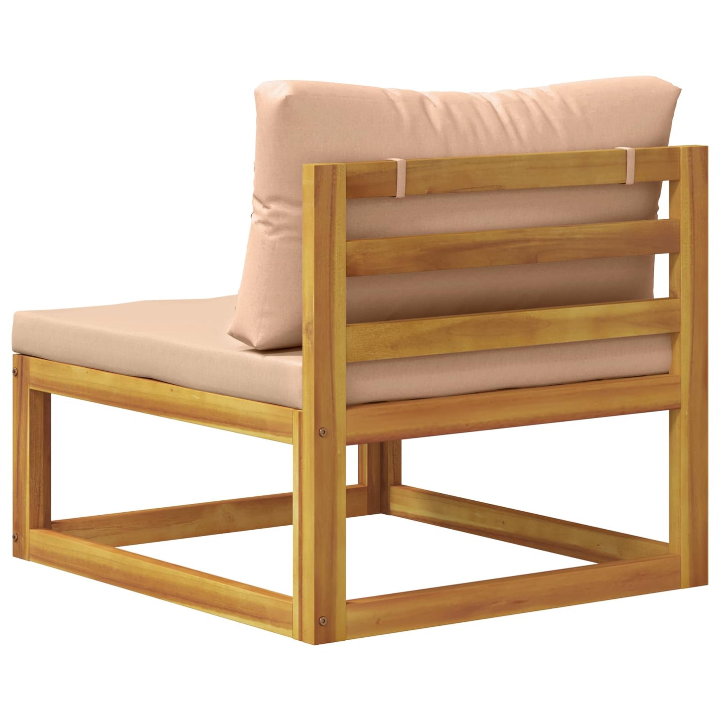 Sectional Middle Sofa with Cushions Solid Acacia Wood Natural