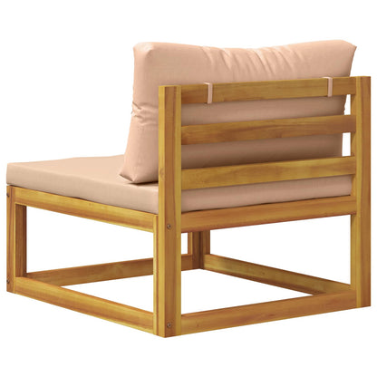 Sectional Middle Sofa with Cushions Solid Acacia Wood Natural