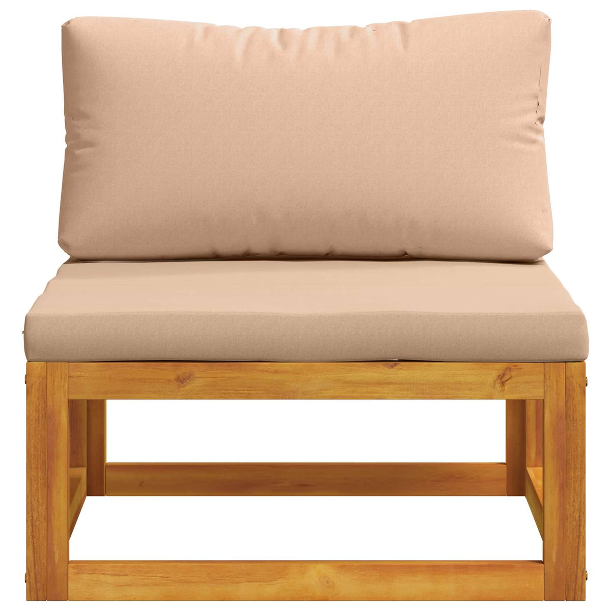 Sectional Middle Sofa with Cushions Solid Acacia Wood Natural