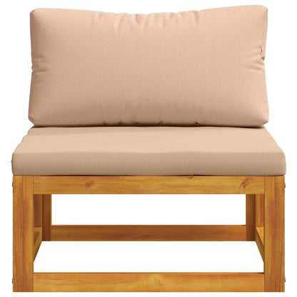Sectional Middle Sofa with Cushions Solid Acacia Wood Natural