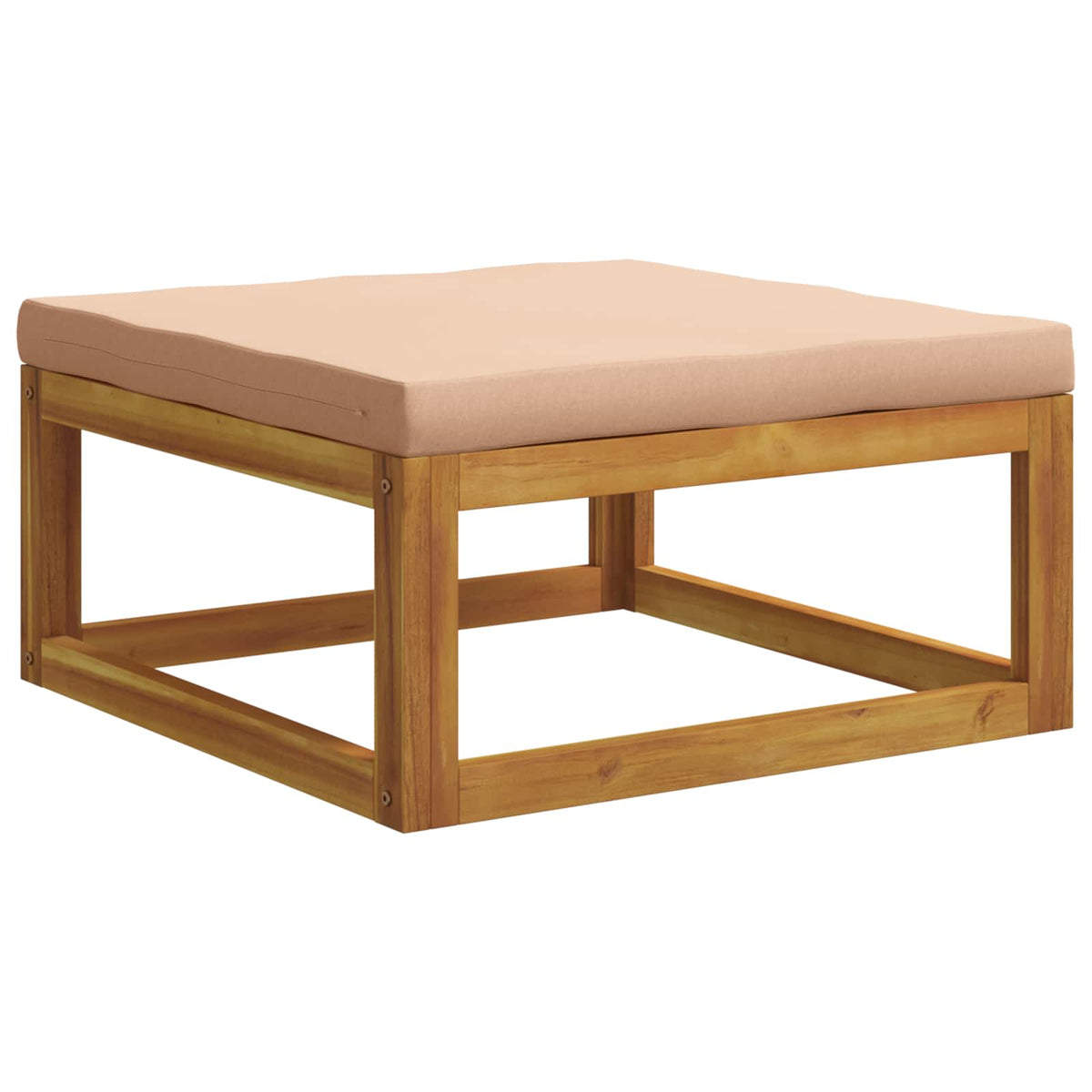Sectional Footrest with Cushions Solid Acacia Wood Natural