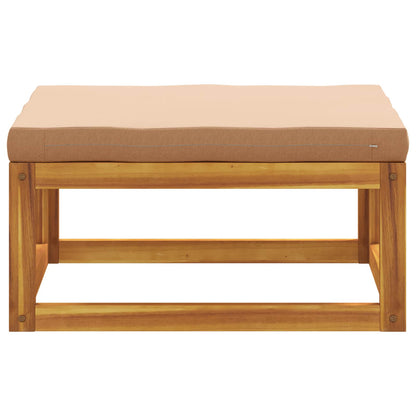 Sectional Footrest with Cushions Solid Acacia Wood Natural