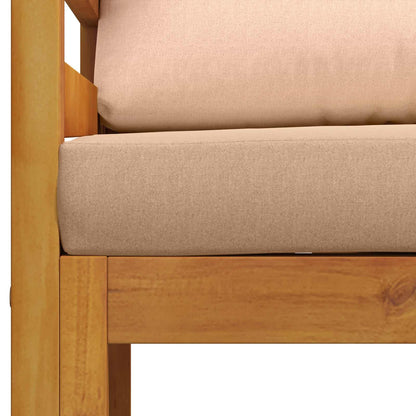 Sectional Armchair with Cushions Solid Acacia Wood Natural