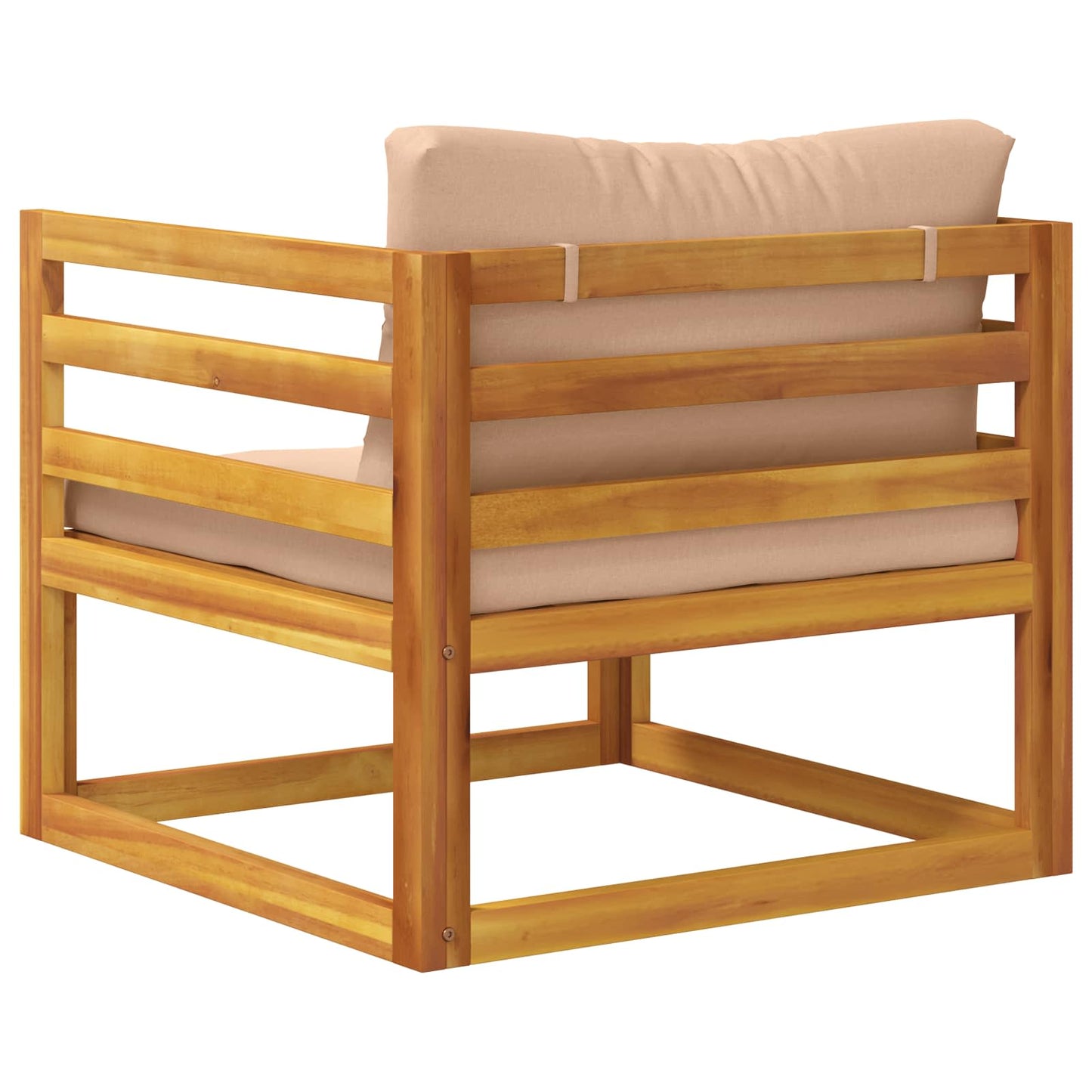 Sectional Armchair with Cushions Solid Acacia Wood Natural