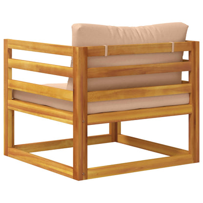 Sectional Armchair with Cushions Solid Acacia Wood Natural