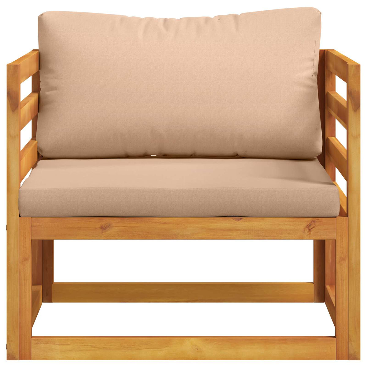 Sectional Armchair with Cushions Solid Acacia Wood Natural