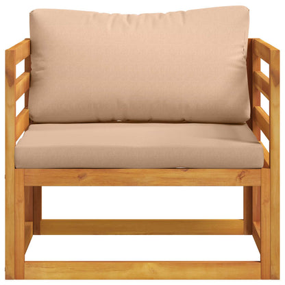 Sectional Armchair with Cushions Solid Acacia Wood Natural