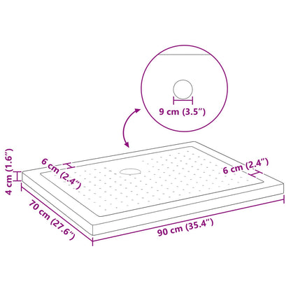 Shower Base Tray with Dots 90 x 70 x 4 cm ABS Black