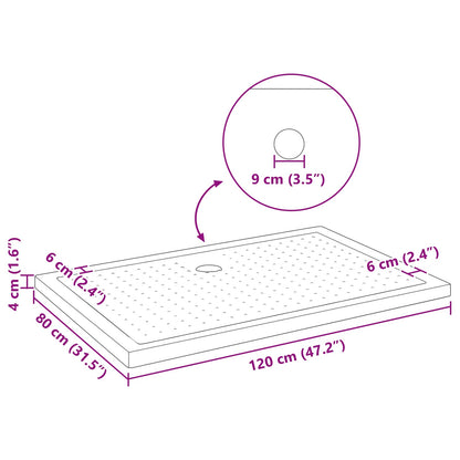 Shower Base Tray with Dots Black 120 x 80 x 4 cm ABS
