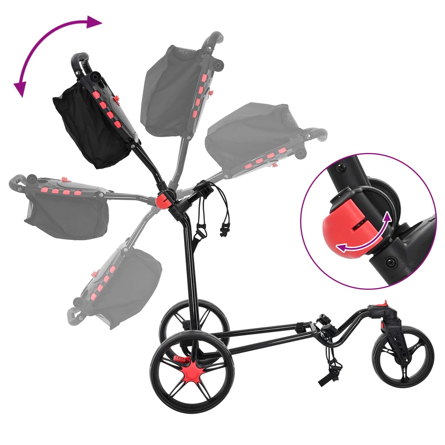 Golf Trolley Folding Manual Black 110 x 60 x 132 cm Iron