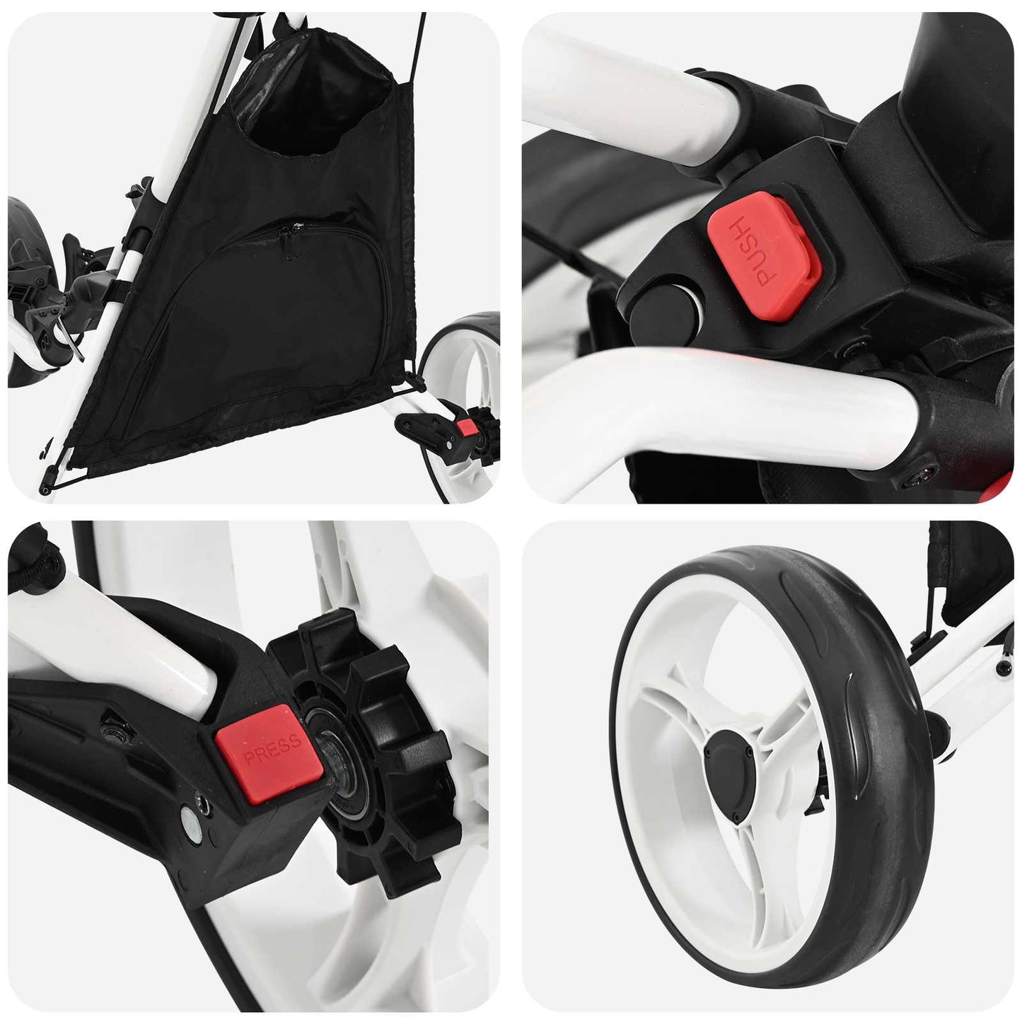 Golf Trolley Manual Black and White 100 x 69 x 114 cm Aluminium