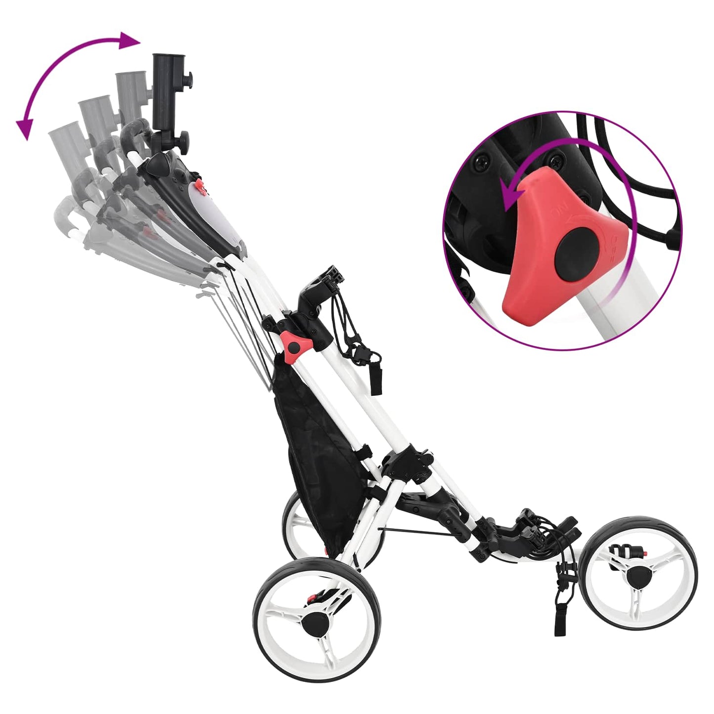 Golf Trolley Manual Black and White 100 x 69 x 114 cm Aluminium