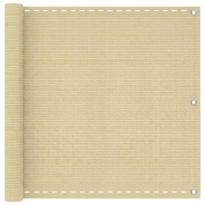 Balcony Screen Beige 90 x 1200 cm HDPE and Aluminium