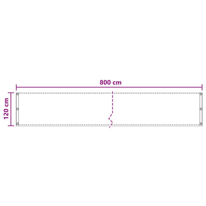 Balcony Screen 120 x 800 cm HDPE and Aluminium Rectangular