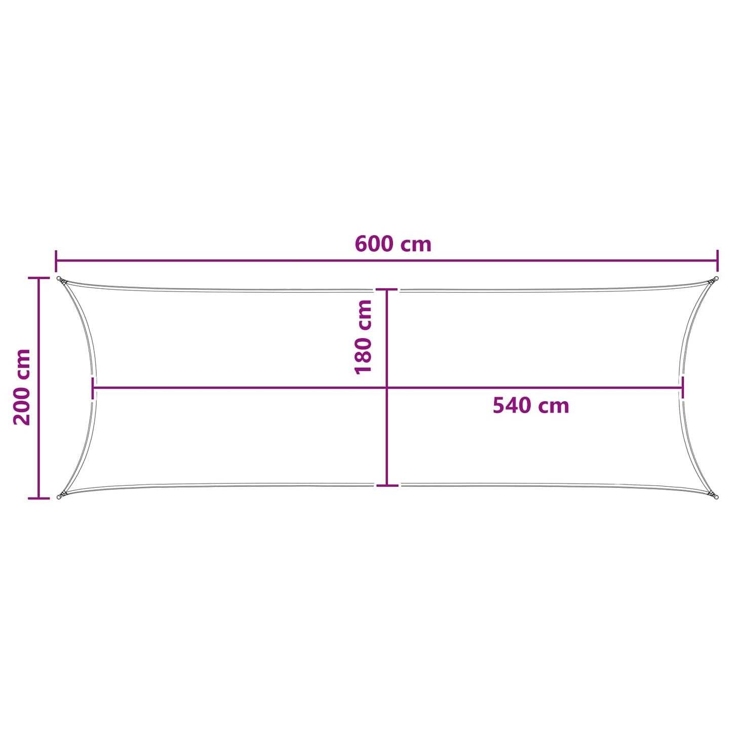 Sunshade Sail Anthracite and White 2 x 6 m HDPE