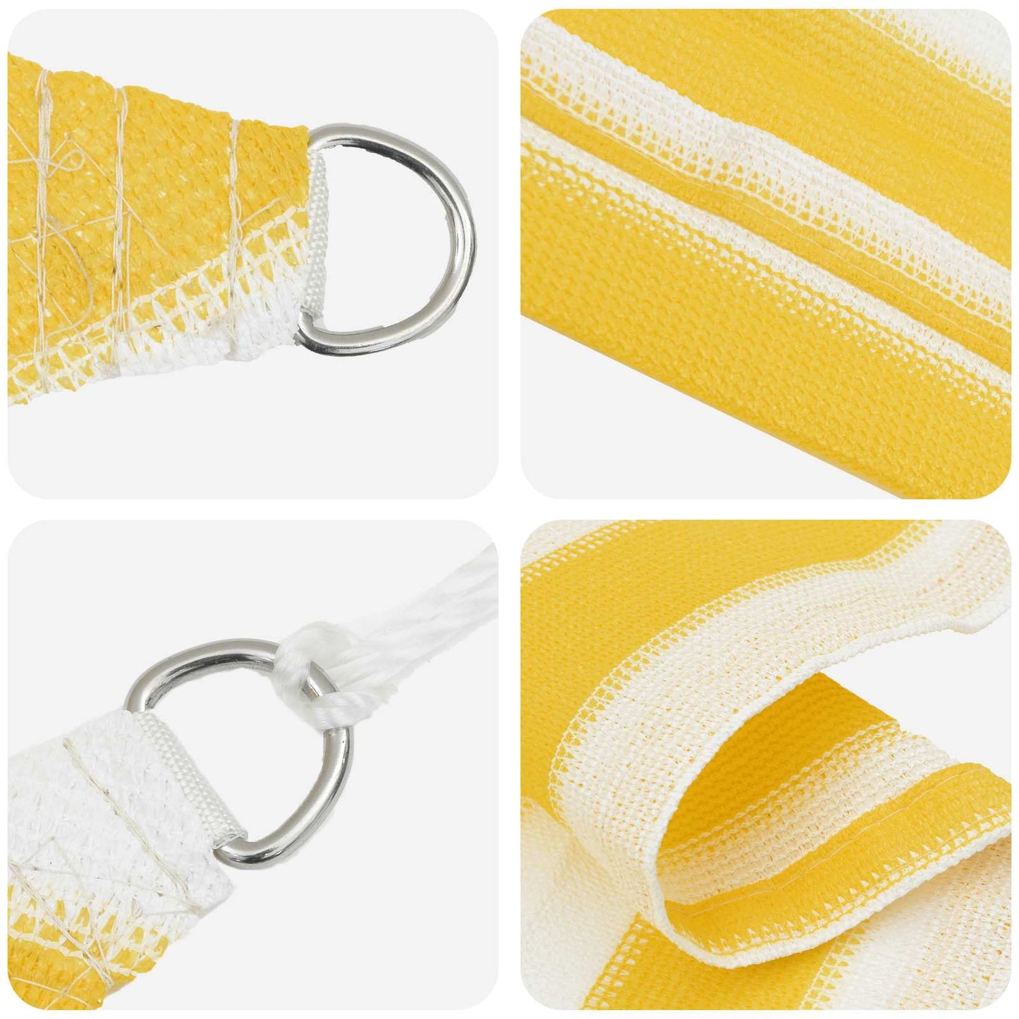 Sunshade Sail Yellow and White 2 x 2 m HDPE