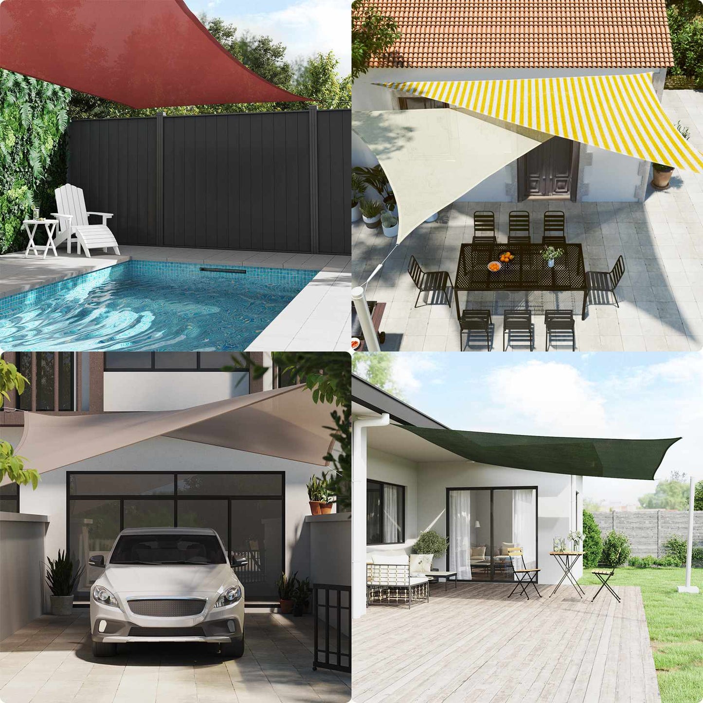 Sunshade Sail Yellow and White 2 x 3 m HDPE