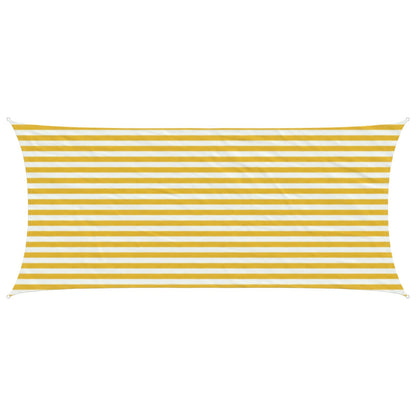 Sunshade Sail Yellow and White 2 x 5 m HDPE