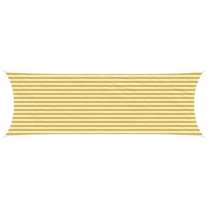 Sunshade Sail Yellow and White 2 x 6 m HDPE