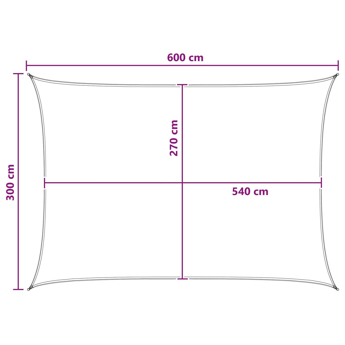 Sunshade Sail Yellow and White 3 x 6 m HDPE