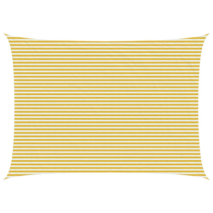 Sunshade Sail Yellow and White 5 x 7 m HDPE