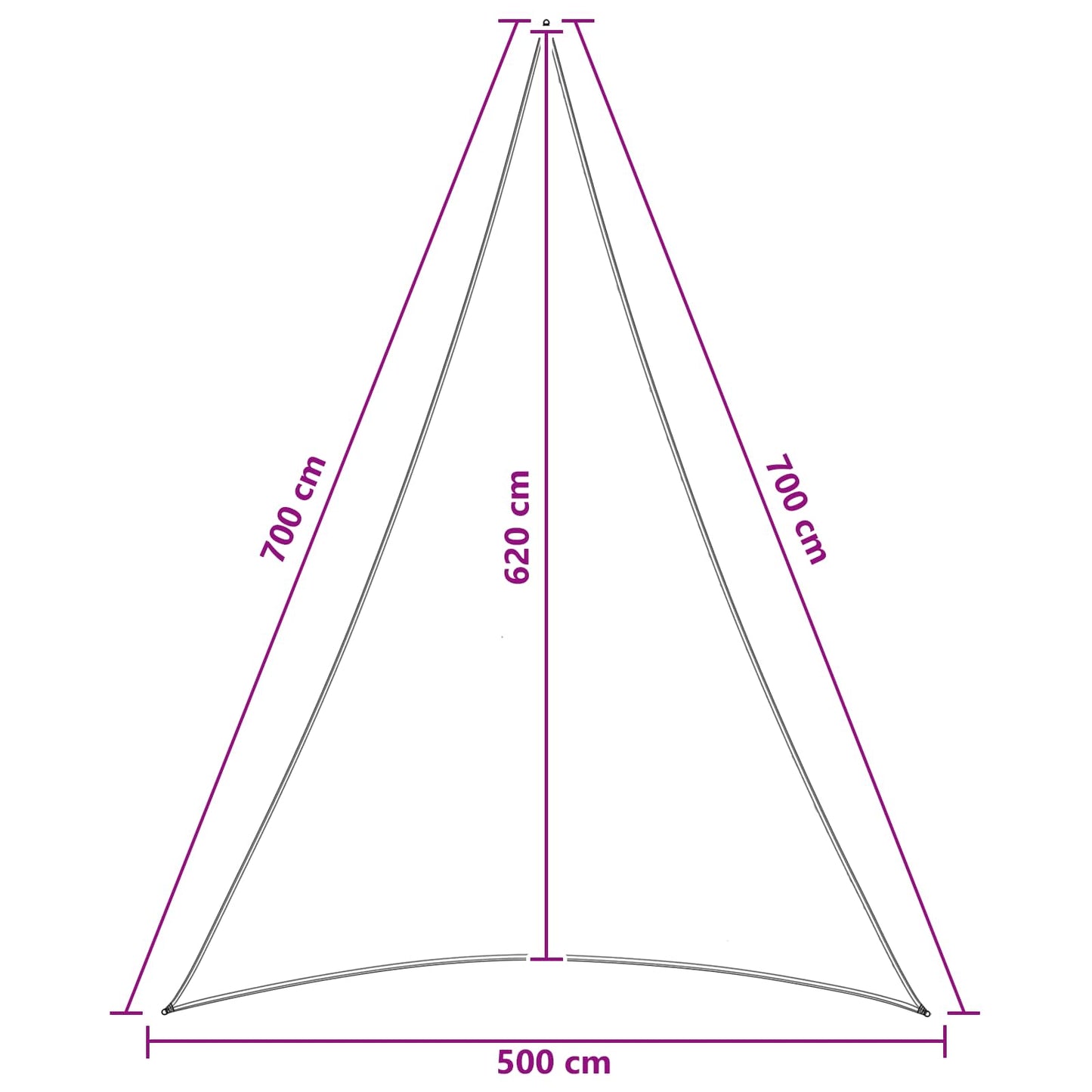 Sunshade Sail 5 x 7 x 7 m HDPE Triangular Yellow and White