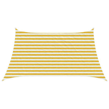 Sunshade Sail Yellow and White 3 / 4 x 2 m HDPE