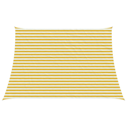 Sunshade Sail Yellow and White 4 / 5 x 3 m HDPE
