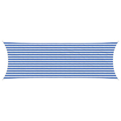 Sunshade Sail Blue and White 2 x 6 m HDPE