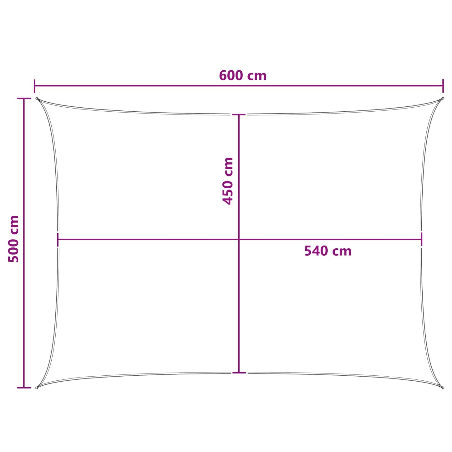 Sunshade Sail Light Grey and White 5 x 6 m HDPE