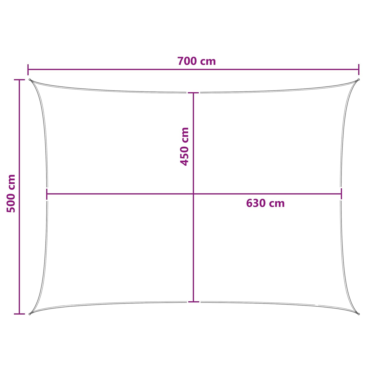 Sunshade Sail Light Grey and White 5 x 7 m HDPE